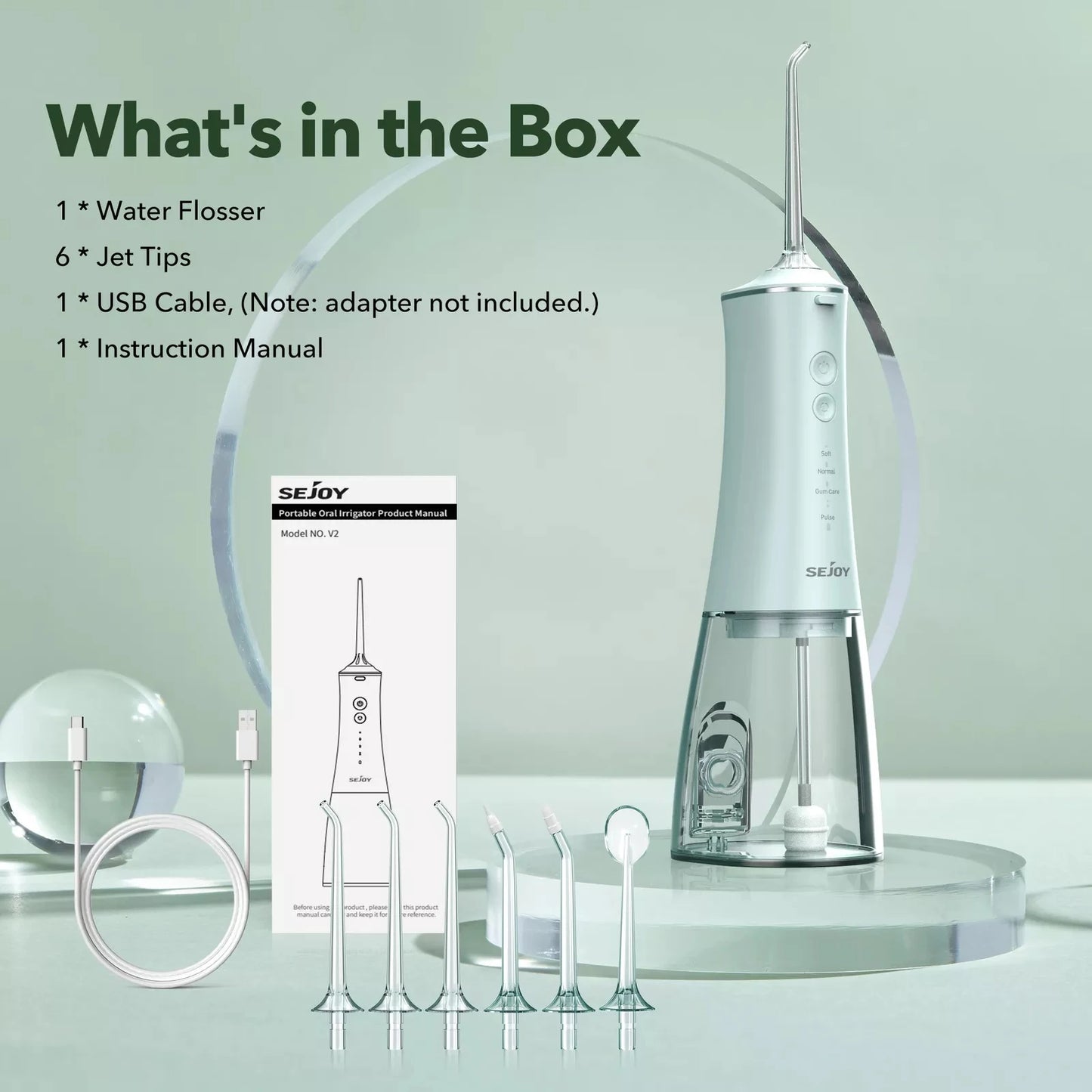 Sejoy Oral Irrigator Dental Water Pick Magnetic Charging Water Flosser High Pressure Dental Irrigator